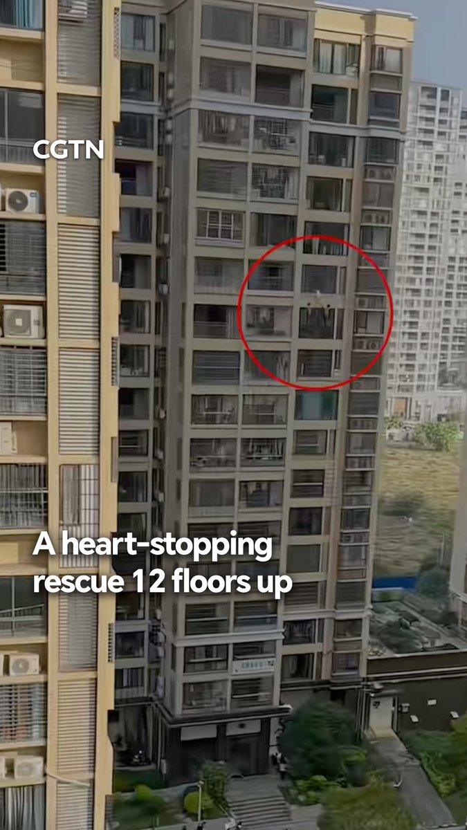 A heart-stopping rescue 12 floors up #ChinaSeen #PeopleFirst