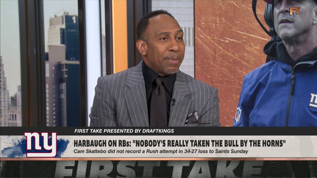 “What you should have done was said it was intentional, because you’re sick of Cam Skattebo. … I am too.” Stephen A Smith with a bold take on John Harbaugh not playing Cam Skattebo 👀
