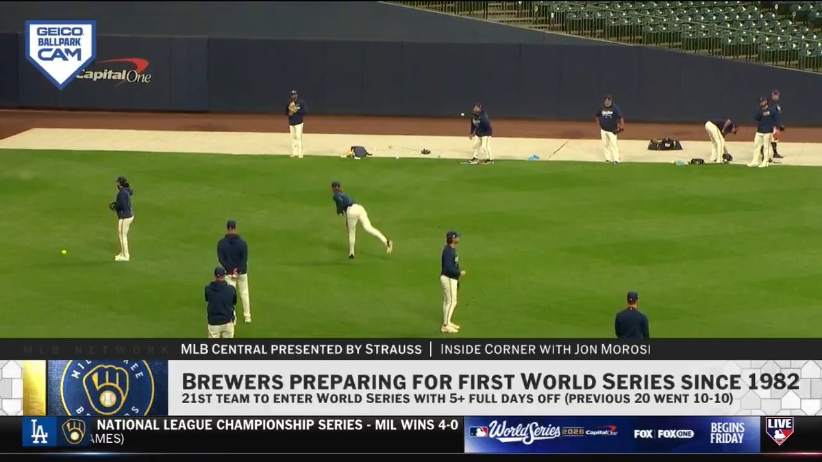 The Milwaukee Brewers are awaiting the winner of the #ALCS... Jon Morosi shares more on how Milwaukee is staying ready and managing players' rest ahead of their first World Series appearance since 1982.