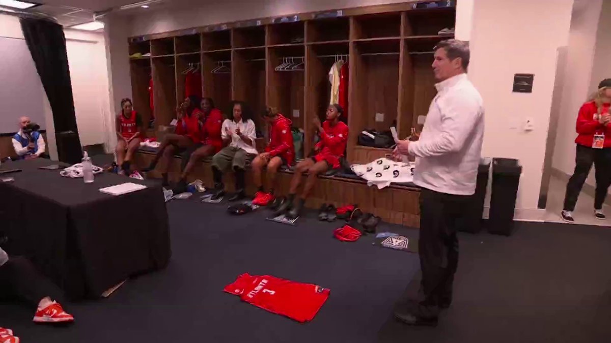 “That’s just one. We need three more.” Inside the Dream locker room as Coach Smesko keeps the squad focused following their first-ever WNBA Finals game win 💭