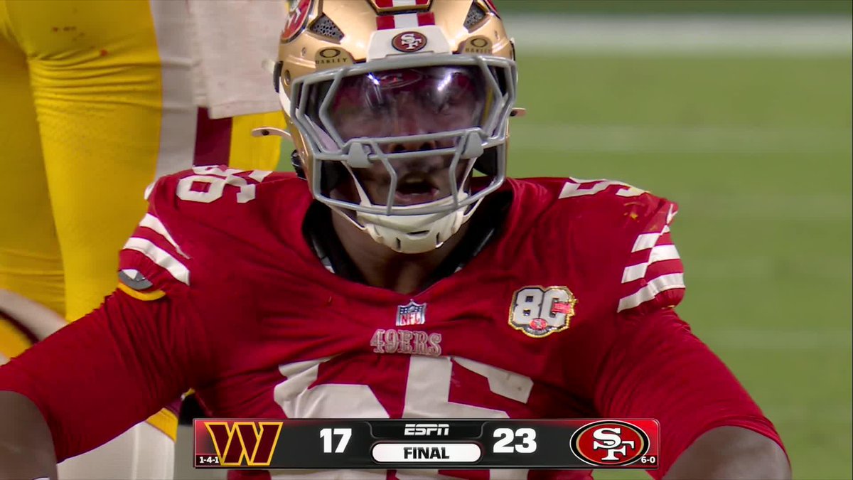 GAME OVER 🤯 The 49ers sack Jayden Daniels to seal the game!