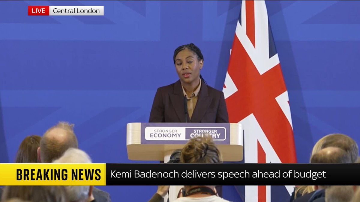 "We need to cut welfare to fund defence." Conservative leader Kemi Badenoch say's Britain's national security in under threat in a speech ahead of the October budget. 📺 Sky 501