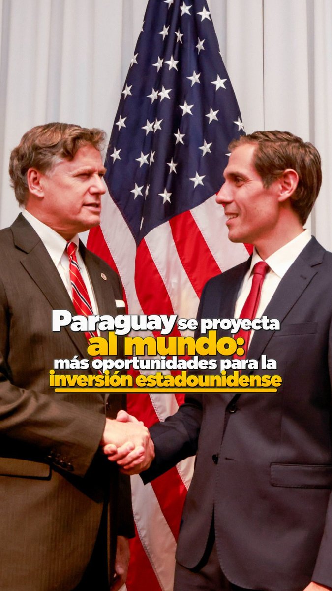 🇵🇾🇺🇸 Paraguay inspira confianza y se consolida como destino de inversiones. La visita del subsecretario de Estado de EE. UU., Chris Landau, junto a empresarios estadounidenses, reafirma las oportunidades que ofrece nuestro país para invertir, producir y generar empleos. Fortalecemos nuestra alianza estratégica con Estados Unidos y abrimos nuevas puertas para el desarrollo industrial y económico. ¡El mundo mira a Paraguay y estamos preparados para crecer!