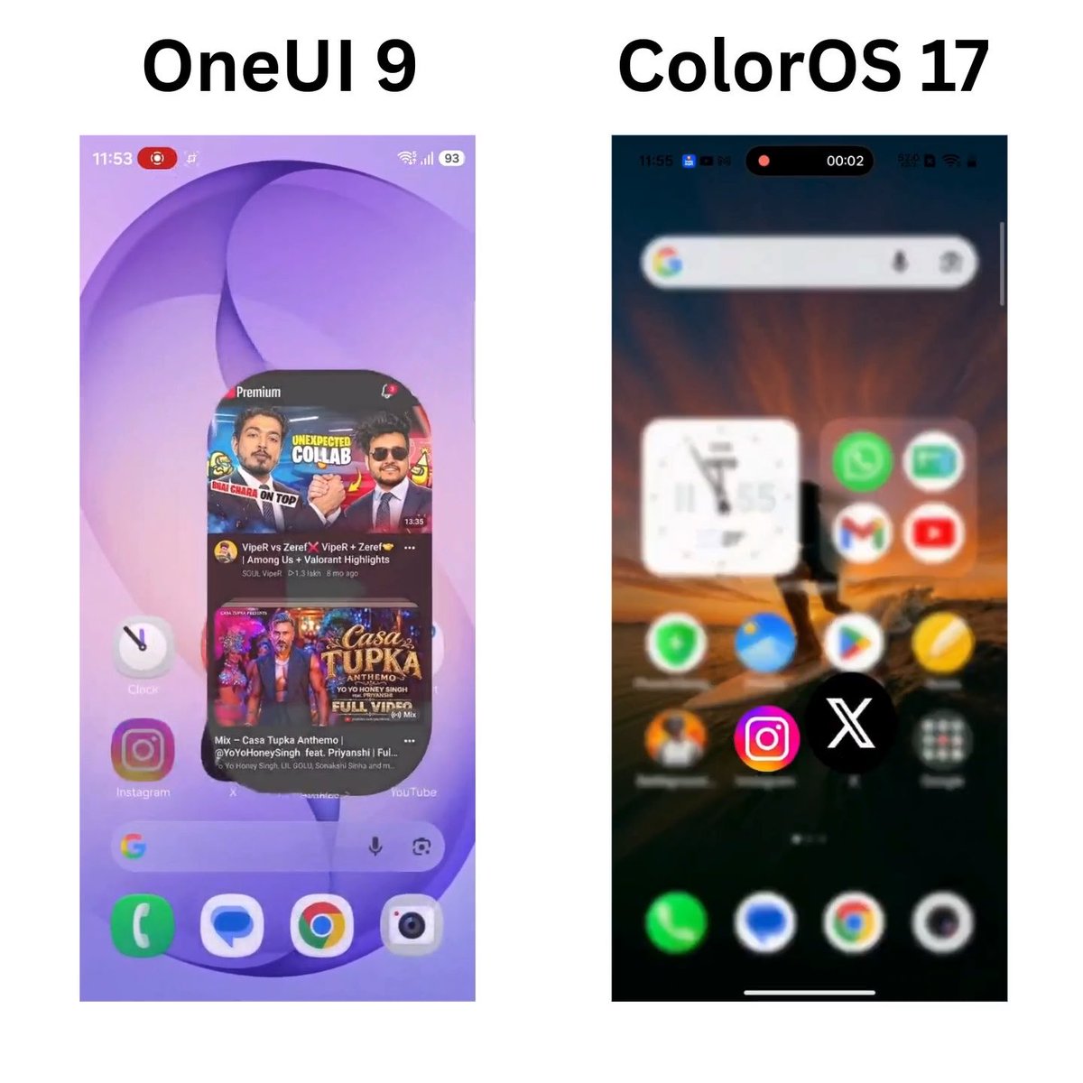 OneUI 9 vs ColorOS 17 animations comparison! Which one do you prefer?