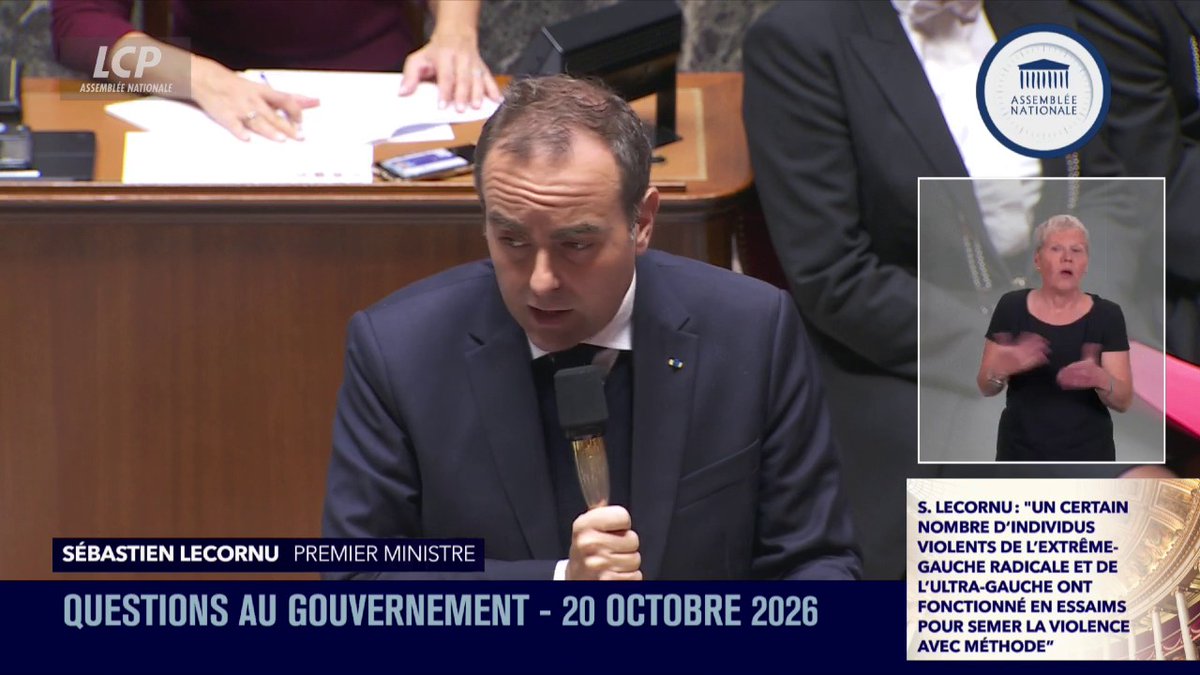 .Sébastien Lecornu répond aux députés de La France insoumise et affirme que "la police de la République" ne se "livre" pas à "du renseignement politique": "C'est faux, c'est faux depuis les années 1990." #QAG