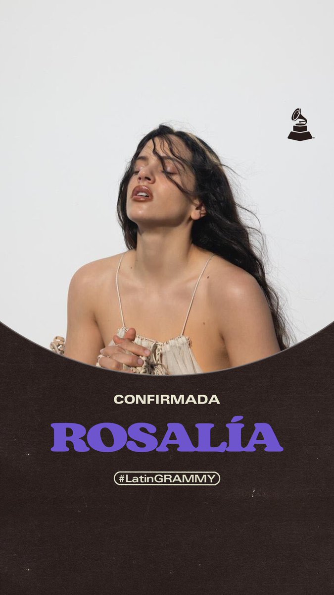 ¡CONFIRMADA! 🎤✨ Rosalia se une a la celebración de La Noche Más Importante de la Música Latina en la 27.a Entrega Anual del #LatinGRAMMY, el próximo 12 de noviembre 🎶🔥