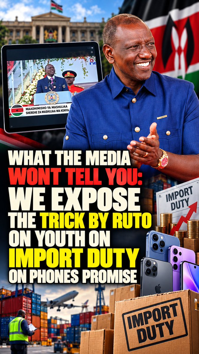 We reveal Ruto has decided to send Kenyans on a wild goose chase over phone prices today on Mashujaa day With sahdam africa, we expose whatโs missing from his promise. Watch this video & learn. If he truly wants cheaper phones for young people, then import duty...