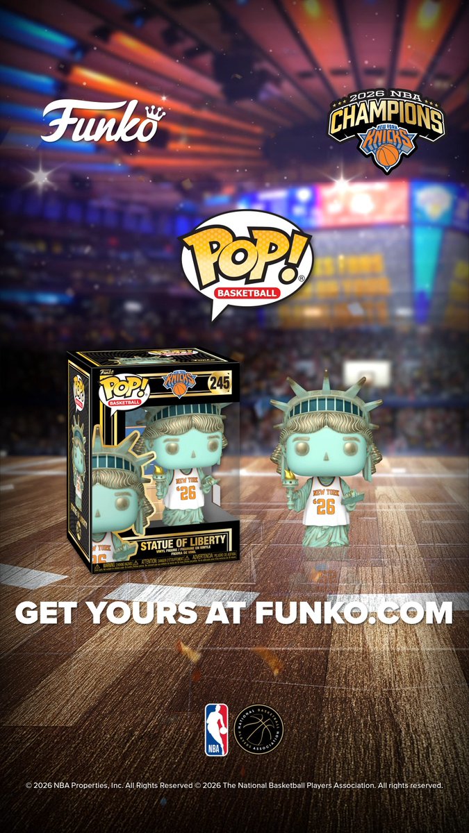 This city knows ball! 🗽🏀 Bring the win to the streets with the exclusive POP! Statue of Liberty in New York Knicks gear. Available to pre-order for a limited time.