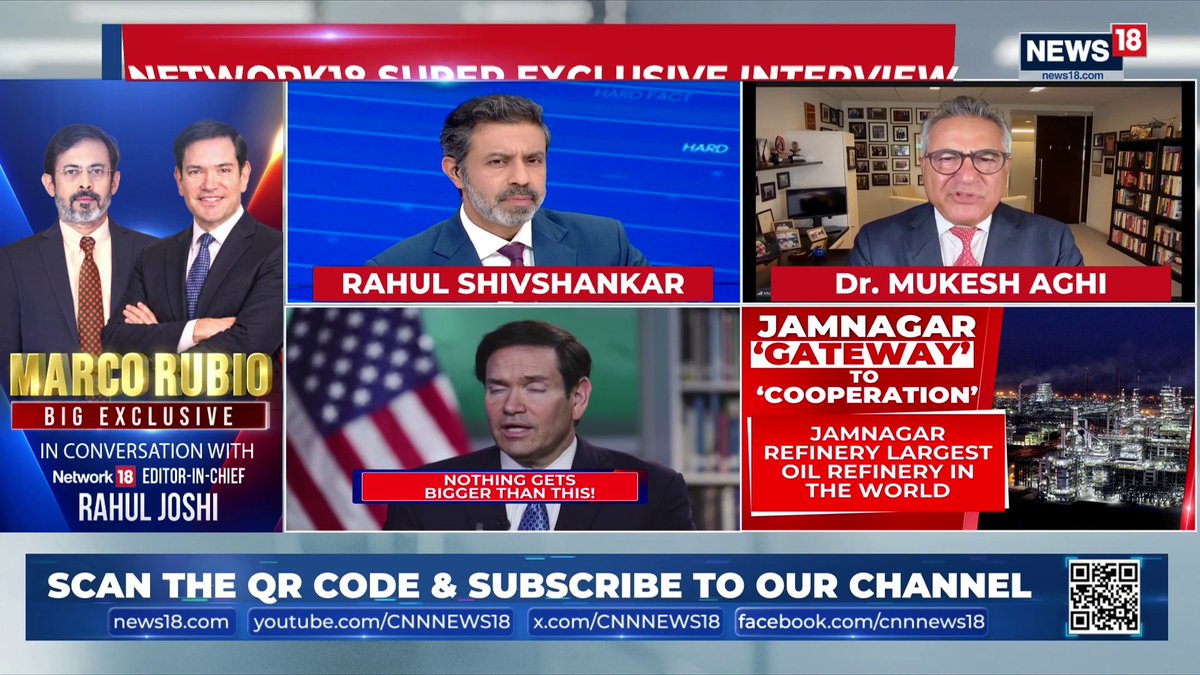 #MarcoRubioEXCLUSIVE | If America needs Indian refineries, does that give India leverage in negotiations? I am not sure if it will help, but it does send a message that India has some leverage Mukesh Aghi, President, USISP #EXCLUSIVE #MarcoRubio #IndiaUSRelations #IndiaUSTradeDeal #Russia #Ukraine #QUAD | Rahul Joshi