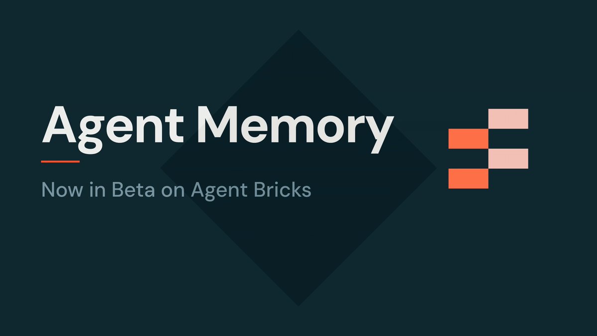 Introducing MemCurrent, a persistent memory architecture designed to help production agents stop starting from zero. MemCurrent combines episodic memory with derived memory across three access patterns: • Plugins to log and load context automatically • Tools the agent calls on demand • An offline “dreaming” pipeline that consolidates memory in the background Agents carry forward user preferences, prior corrections, metric definitions and successful workflows instead of rediscovering them every session. On our internal benchmark built from real enterprise data, MemCurrent triples the agent's pass rate while using 31% fewer tokens and running 26% faster. It's built into Agent Bricks' Memory offering and already powers memory in Genie. Read the research: