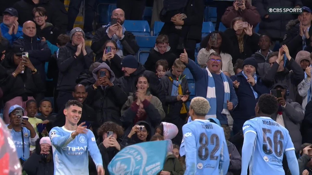 THEY'VE DONE IT AGAIN 😅 Phil Foden and Rico Lewis combine once more for a stunning one-touch finish into the top corner 🎯 Don't miss the #UCL on Paramount+ 📺