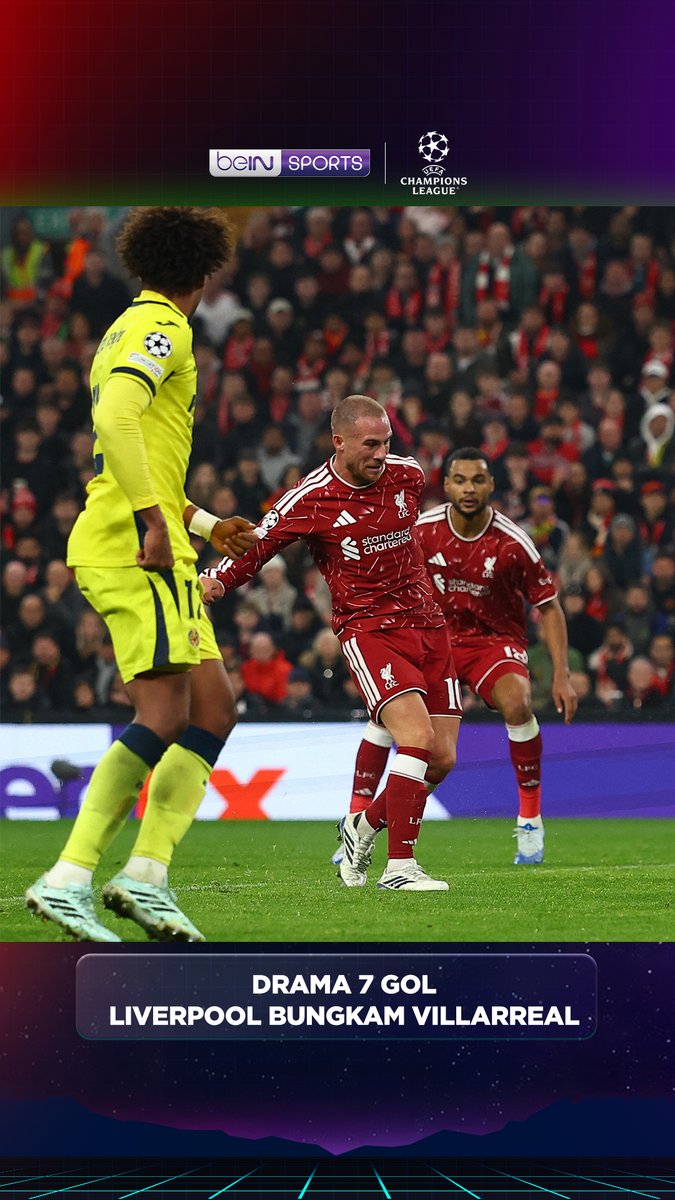 04' | Liverpool 0-1 Villarreal (Mikautadze) 29' | Liverpool 0-2 Villarreal (Sergi Cardona) 36' | Liverpool 1-2 Villarreal (Mac Allister) 45' | Liverpool 2-2 Villarreal (Ronald Araujo) 65' | Liverpool 3-2 Villarreal (Mac Allister) 67' | Liverpool 4-2 Villarreal (Florian Wirtz) 87' | Liverpool 4-3 Villarreal (Oluwaseyi) Drama 7 Gol Liverpool Comeback!! Remontada Mac Allister 2 Gol Rio Ngumoha 2 Assit dinobatkan sebagai MOTM