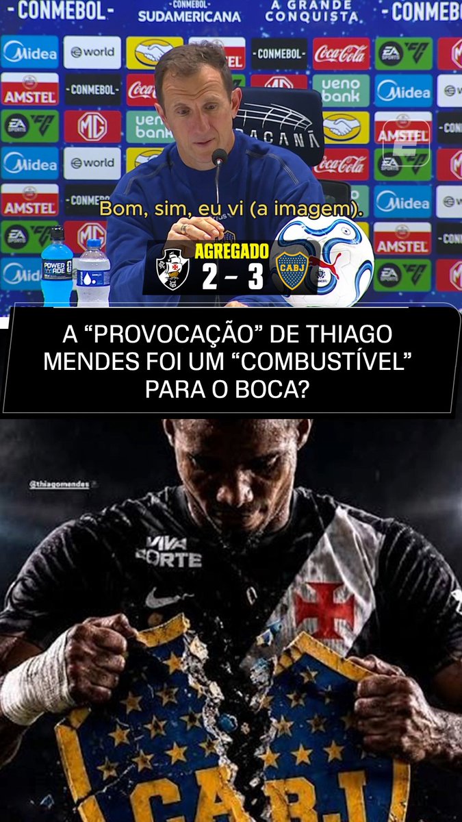 ⚠️ Rodolfo Arruabarrena, técnico do Boca, sobre a montagem de Thiago Mendes, do Vasco, rasgando o escudo do time argentino: "Sim, eu vi. Os membros da comissão técnica viram e mandaram no grupo. E hoje, antes de sair, alguém se lembrou disso." 📹 ESPN Brasil | SportsCenter Brasil