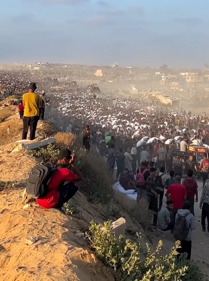 This is NOT a concert. This is NOT a festival. This is Gaza today. Tens of thousands of starving people running for a bag of flour 💔 This is what forced starvation looks like.