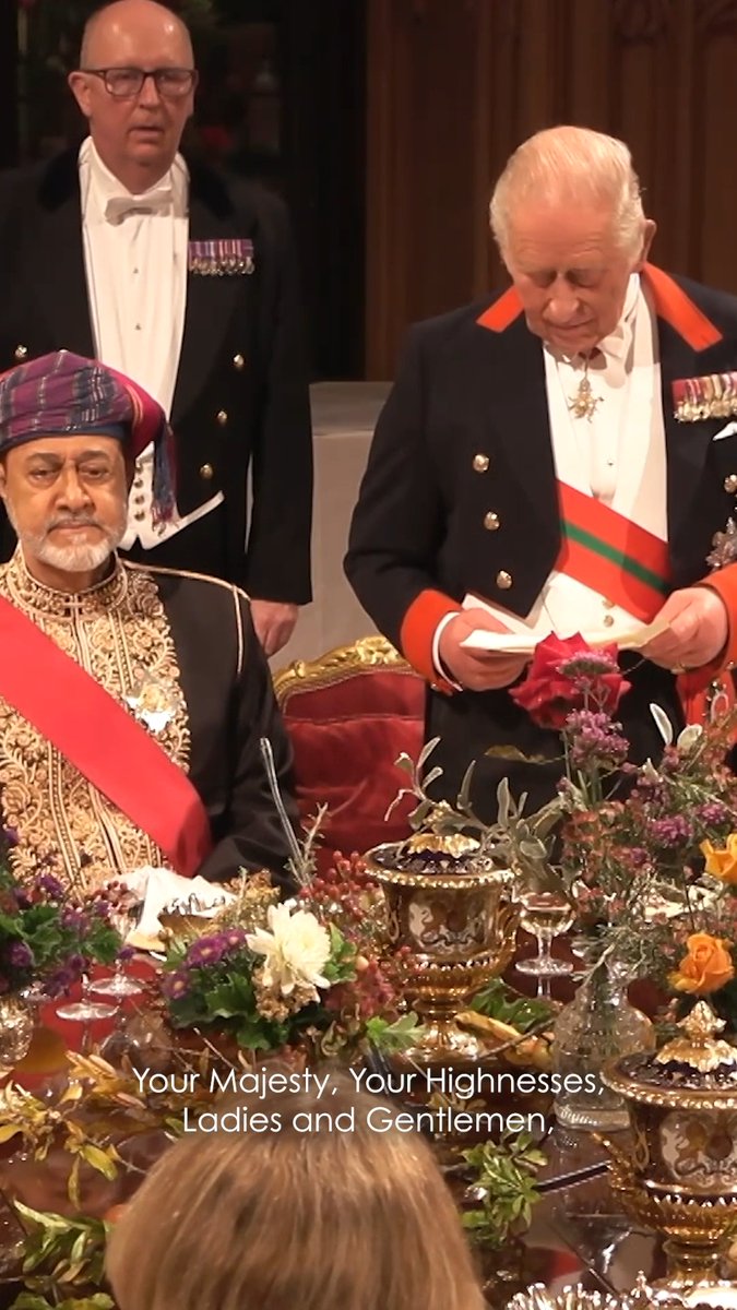 “It is always a treasured moment to receive such dear and old friends on a special Visit such as this.” The King speaks of the enduring friendship between the United Kingdom and Oman at the State Banquet for the Sultan of Oman, at Windsor Castle.
