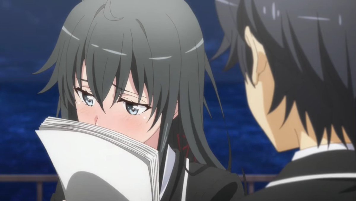 “Ehm.. ehm. Anata ga suki yo. Hikigaya-kun.” Ekspresi terbaik Yukinon ada di episode ini. Malu-malu setelah confess itu loh lucu banget 🤌🏻