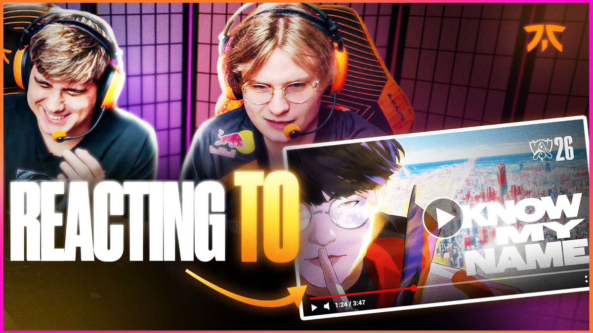 Better late than never 👀 Upset &amp; his favourite jungler react to Know My Name, the #Worlds2026 Anthem: