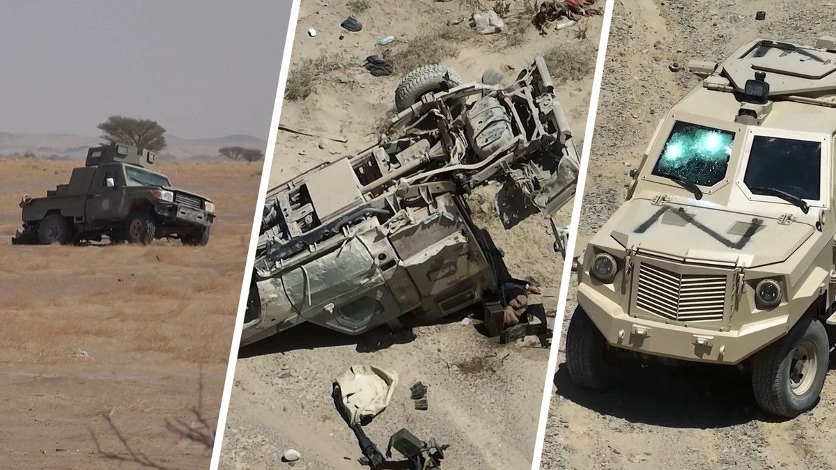 مشاهد ضرب تحشيدات تابعة للعدو السعودي وتدمير وإحراق عدد من آلياته شرق رغوان بمحافظة مأرب - 21 أكتوبر 2026م
