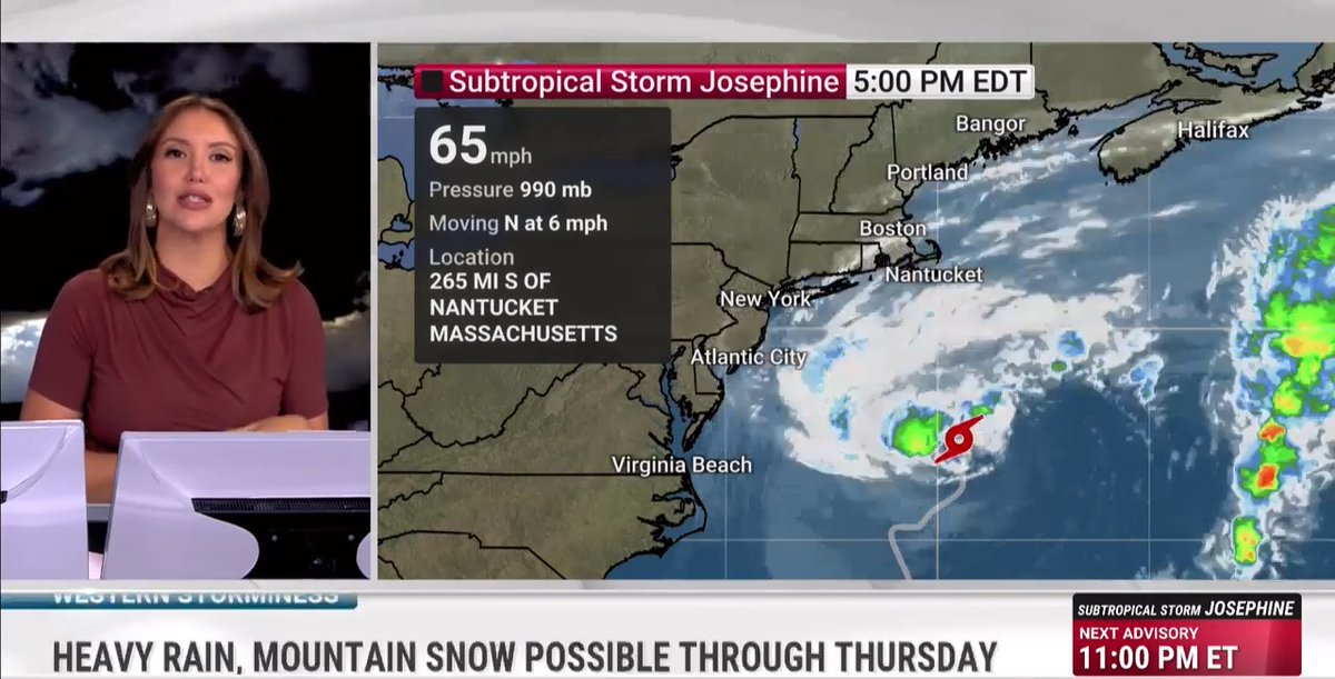 The October nor'easter has developed into Subtropical Storm Josephine, with winds of 65 mph. Strong winds, high surf and coastal flooding all possible. Tune in to The Weather Channel for the latest forecast ⬇️