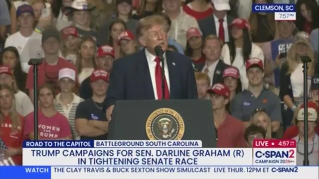 Trump wiggles and moans onstage: "Mmmm. Grrr. Ahhhh! Boom."