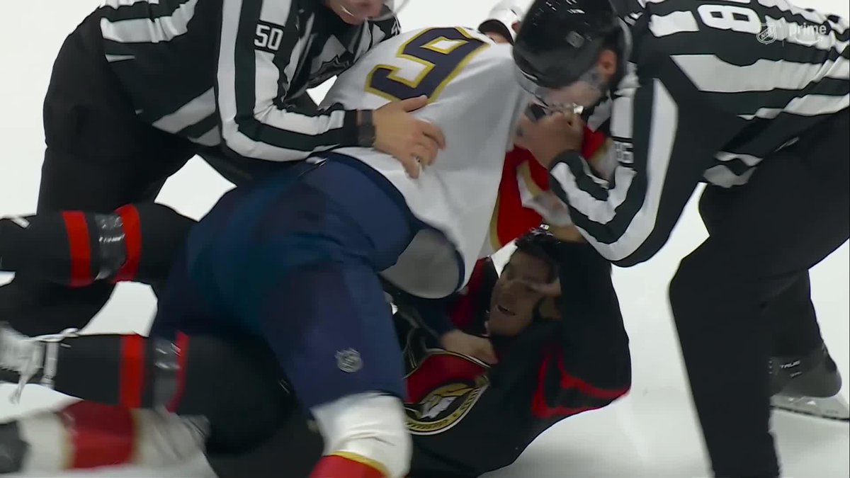 RIDLY GREIG LAYS A MASSIVE HIT, BENNETT STEPS IN AND THE TWO START THROWING HAYMAKERS 🥊🔥 OTTAWA IS A WARZONE TONIGHT.