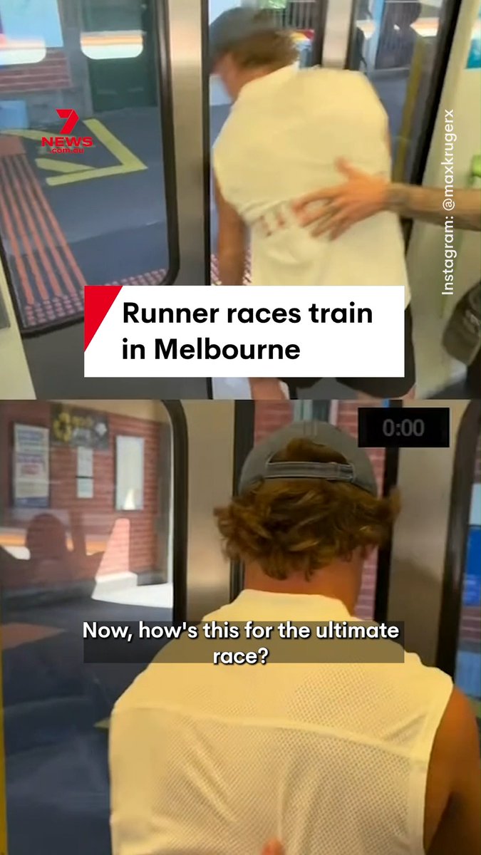 A runner attempts to outrun a train between two Melbourne stations, leaping from a carriage at West Richmond and racing on foot to reach North Richmond before the train departs from that station. #running #challenge #trainrace