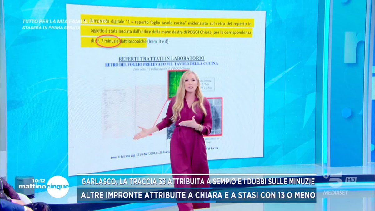 #Garlasco, i RIS attribuirono le impronte ad Alberto Stasi con 13 minuzie; oggi la procura ha attribuito l'impronta 33 a Sempio con 15 minuzie #Mattino5