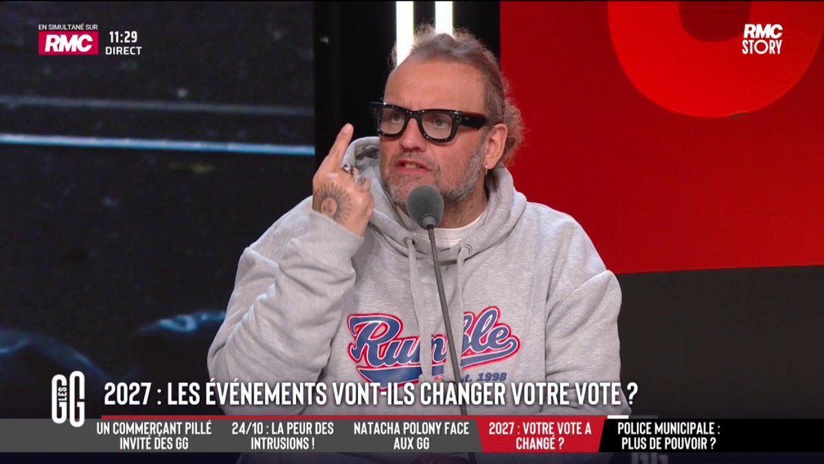 🎙️ Bruno Poncet : "J'aimerais avoir le choix de voter pour quelqu'un qui me ressemble, comme Philippe Poutou . Mais on est dans un état d'urgence où il faut voter utile tout de suite ! Et je me sens obligé de voter pour un parti qui serait en face de Marine Le Pen au second tour". #GGRMC