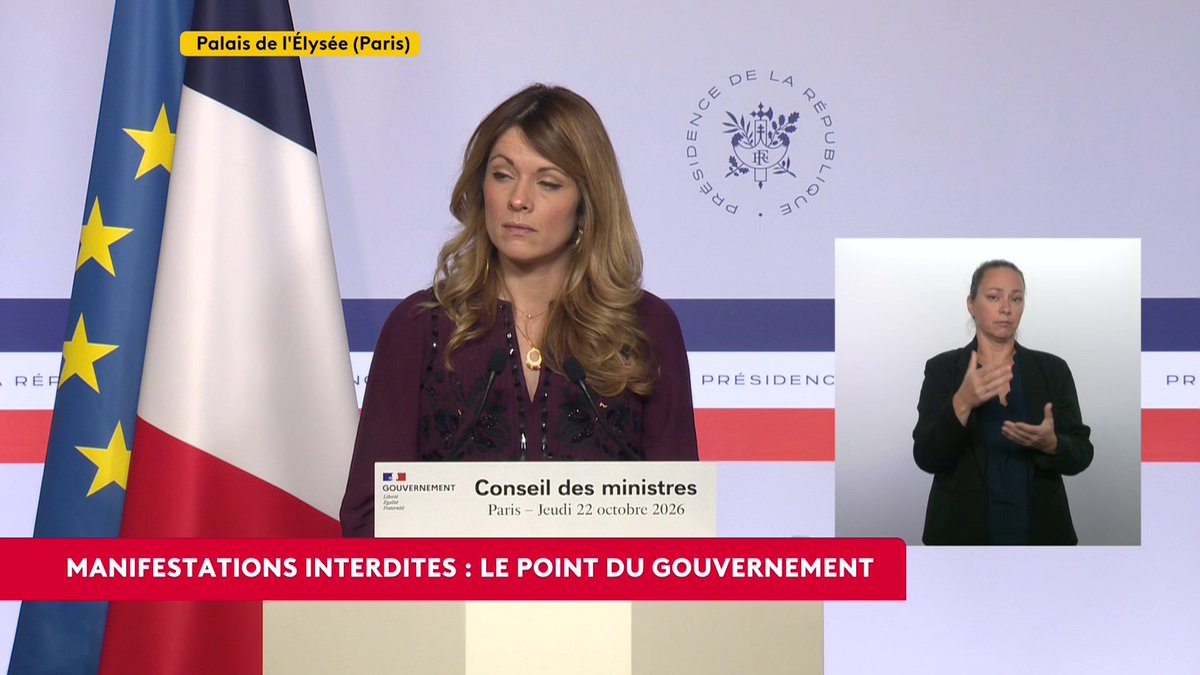 🔴🗣 Manifestations interdites : "Il y a un état de droit", déclare Maud Bregeon, porte-parole du gouvernement, interrogée sur l'interdiction de manifestations, notamment à Lyon ou à Grenoble. "L'État prend ses responsabilités pour garantir l'ordre", justifie-t-elle. #canal16