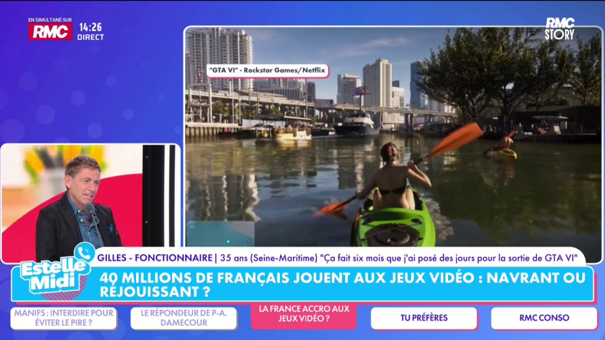 🎮 Jeux vidéo 📞 Gilles : "J'ai posé des congés pour la sortie de GTA VI depuis 6 mois ! Aux USA, il y a des entreprises entières qui ferment ! C'est un vrai événement !" 🎙️Daniel Riolo : "On n'est pas proche de la folie ? Ce genre d'addiction me fait peur !"