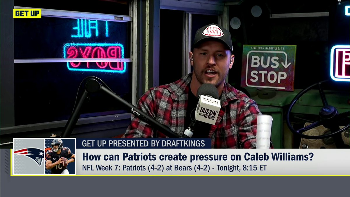 "Mike Vrabel, I don't know how you're going to win this football game pressuring Caleb Williams." —Will Compton on how the Patriots need to handle Caleb Williams 🤔