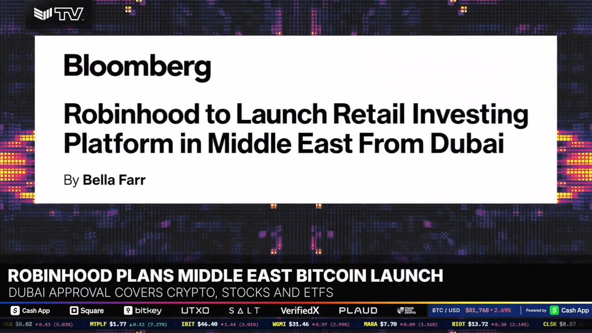 JUST IN: 🇦🇪 Robinhood has been approved by the Dubai Financial Services Authority to launch Bitcoin and digital asset trading in the Middle East 🚀