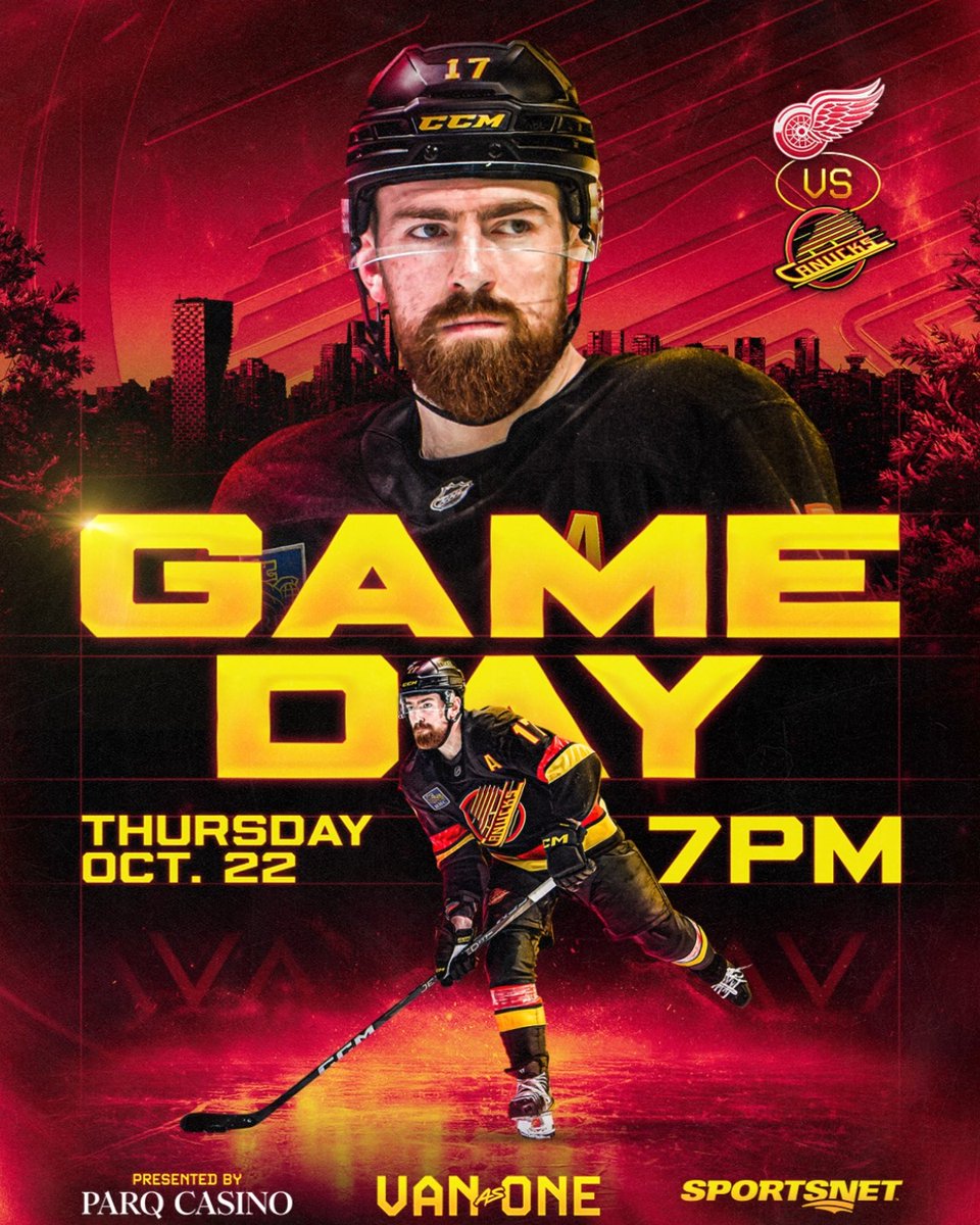 Duel with Detroit. โ๏ธ ๐ Detroit Red Wings โฐ 7:00 PM ๐ Rogers Arena ๐บ Sportsnet | ๐ป KiSS Presented by Parq Casino BUY TICKETS |