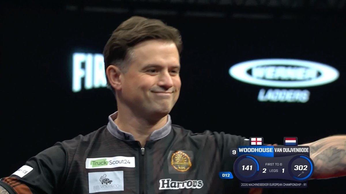 WOODHOUSE NINE-DARTER! 🔥 Luke Woodhouse pins the perfect leg against Dirk van Duijvenbode in Dortmund in the FIRST game of the European Championship 😱 📺 #ECDarts