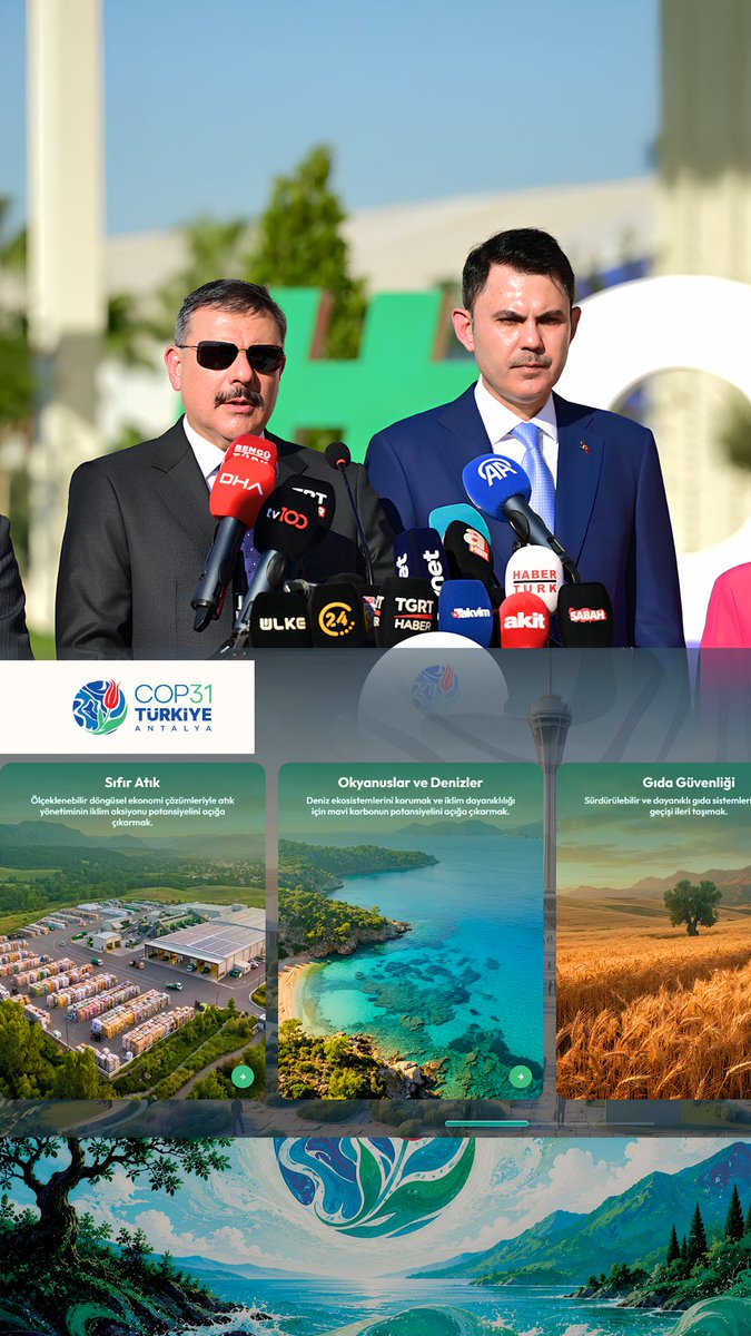 COP31 İÇİN GÜVENLİK PLANLAMAMIZ HAZIR! 🇹🇷 Muhterem Cumhurbaşkanımız Recep Tayyip Erdoğan’ın liderliğinde ülkemizin ev sahipliği yapacağı COP31 için Antalya’mızda hazırlıklarımızı sürdürüyoruz. Çevre, Şehircilik ve İklim Değişikliği Bakanımız Sayın Murat KURUM ile birlikte düzenlediğimiz basın toplantısında, zirveye yönelik çalışmalarımız ve güvenlik hazırlıklarımız hakkında bilgi verdik. 9-20 Kasım tarihleri arasında Emniyetimiz, Jandarmamız ve Sahil Güvenliğimizden 26 bin personelimizle görev yapacağız. Misafirlerimizin ülkemize gelişinden ayrılışlarına kadar her aşamayı planladık. Karada, havada ve denizde güvenlik tedbirlerimizi alırken AFAD’ımızla afet ve acil durumlara yönelik hazırlıklarımızı da yürütüyoruz. Gayemiz; Antalyalı hemşehrilerimizin huzurunu koruyarak, ülkemizin bu önemli zirveye güven içerisinde ve başarıyla ev sahipliği yapmasını sağlamaktır. T.C. İçişleri Bakanlığı Türk Polis Teşkilatı T.C. Jandarma Gn. K T.C. Sahil Güvenlik Komutanlığı AFAD