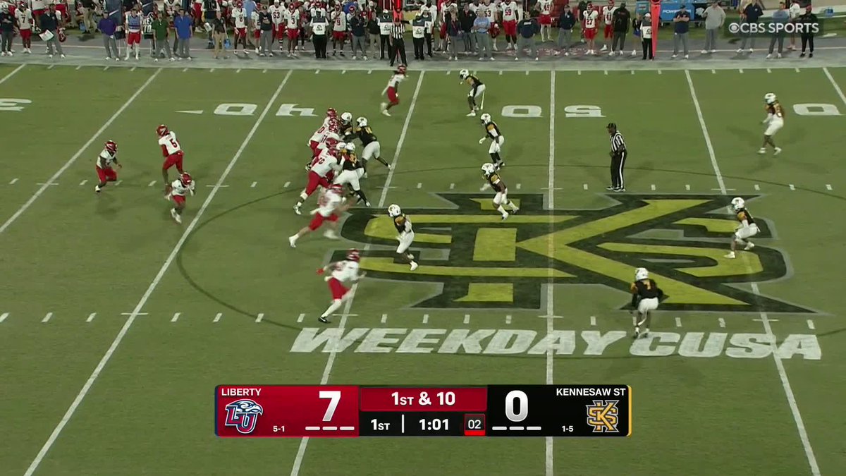 .Deshawn Purdie hits a wide-open Jaylon Coleman for 6⃣ 📺 CBS Sports Network Liberty Football | #WeekdayCUSA | #MakeWeekdaysFunAgain