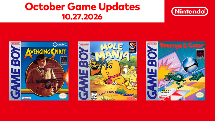Three games are coming to Game Boy – Nintendo Classics for #NintendoSwitchOnline members on Oct 27! ☑️ Avenging Spirit ☑️ Mole Mania ☑️ Pinball: Revenge of the 'Gator