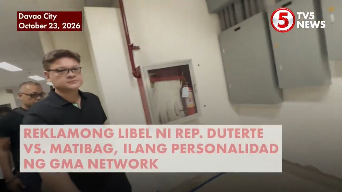 REKLAMO NI REP. DUTERTE Naghain ng reklamong libel at cyber libel si 1st District Davao City Rep. Pulong Duterte sa Office of the City Prosecutor sa Davao City ngayong Biyernes, October 23. Batay sa complaint affidavit, kabilang sa mga inirereklamo sina NBI Director Melvin Matibag, Rodulfo M. Gracioso Jr., Felipe L. Gozon, Gilberto R. Duavit Jr., Mel Tiangco, Vicki Morales, Emil Sumangil, Darlene Cay, Marvin Parado, Joel San Luis, at John and Jane Does. | via Bryll Montalvo
