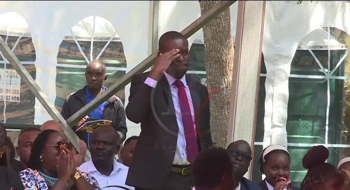 The crowd goes wild at the mention of H.E Edwin Watenya Sifuna at CUEA’s 45th Graduation Ceremony.