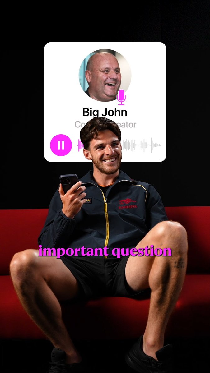 Declan Rice answers the all-important question from Big John 🍽️ 💪 📺 Watch Declan Rice answer celebrity voice notes now over on YouTube: