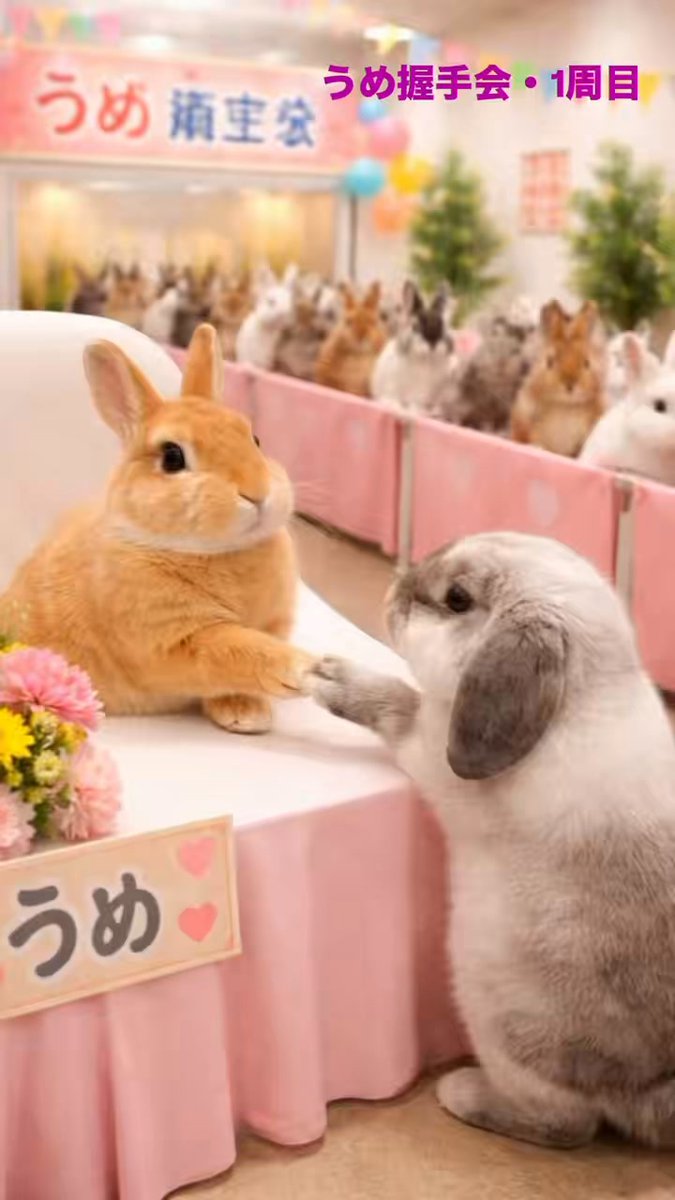 今日ぼくは、うめ姉ちゃんの握手会にいきました🐶 #天国通信