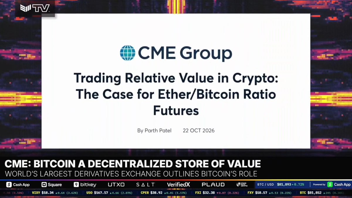JUST IN: The world's largest derivatives exchange CME Group says Bitcoin primarily functions as a decentralized store of value 👀 "The asset is maturing along distinct economic, functional, and regulatory paths" 🚀
