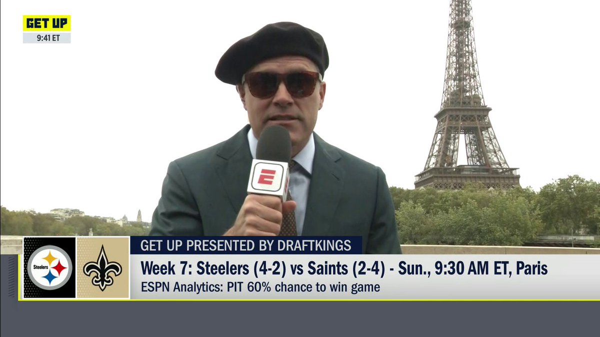 Monsieur Kyle Brandt gives his predictions for the Steelers vs. Saints live from Paris. And yes, that is a baguette he is eating 🇫🇷🤣