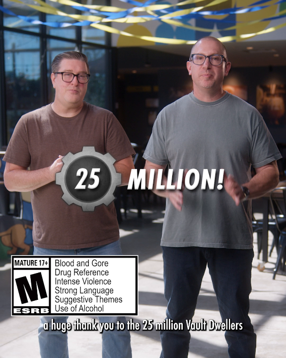 Soon #Fallout76 will be turning eight years old and today we celebrate reaching 25 Million Appalachian Vault Dwellers. Thank you all for playing! #FalloutDay