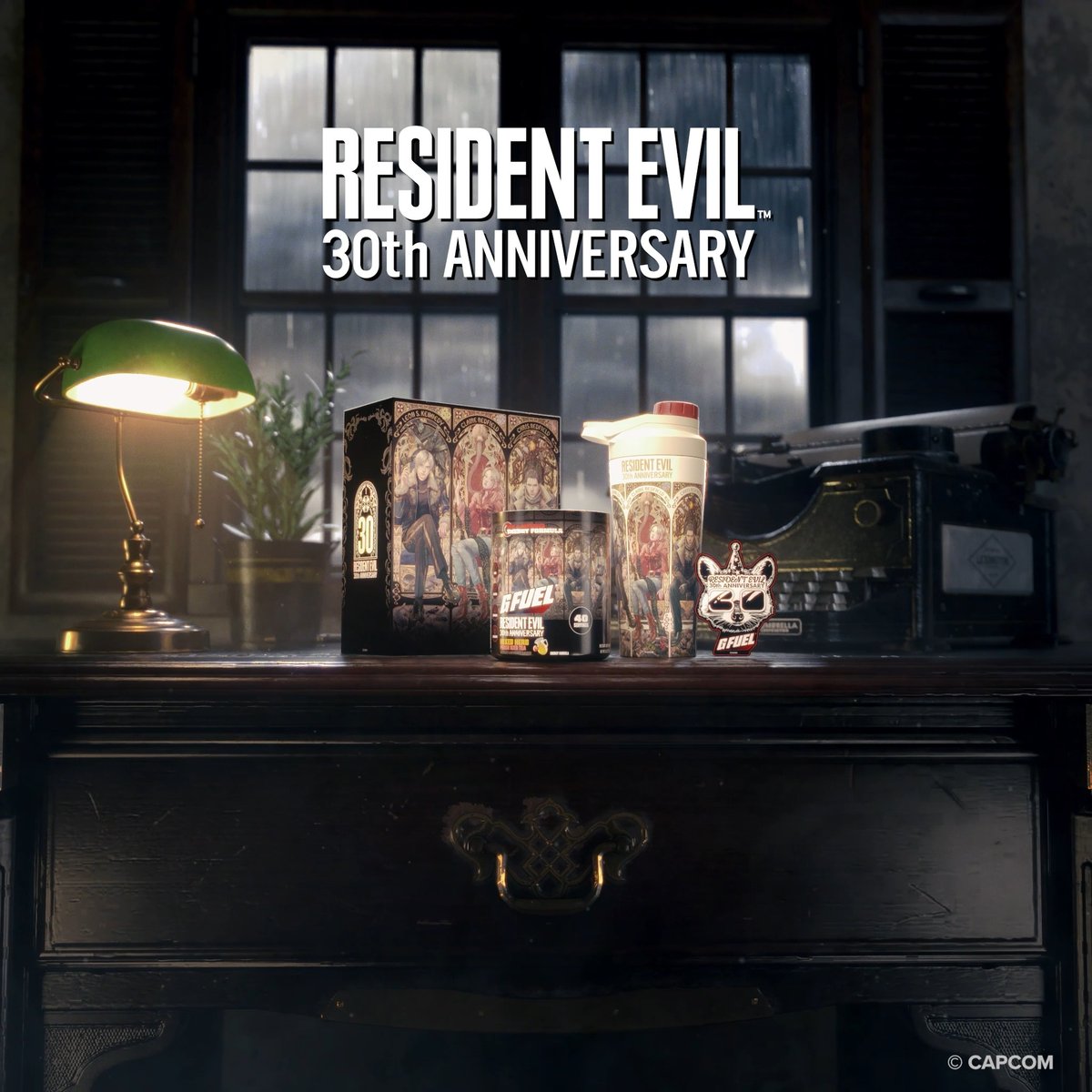 🧟Shop Now: Celebrate the 30th anniversary of Resident Evil with G FUEL Mixed Herb, a refreshing Peach Iced Tea flavor made for whatever awaits you in Raccoon City.