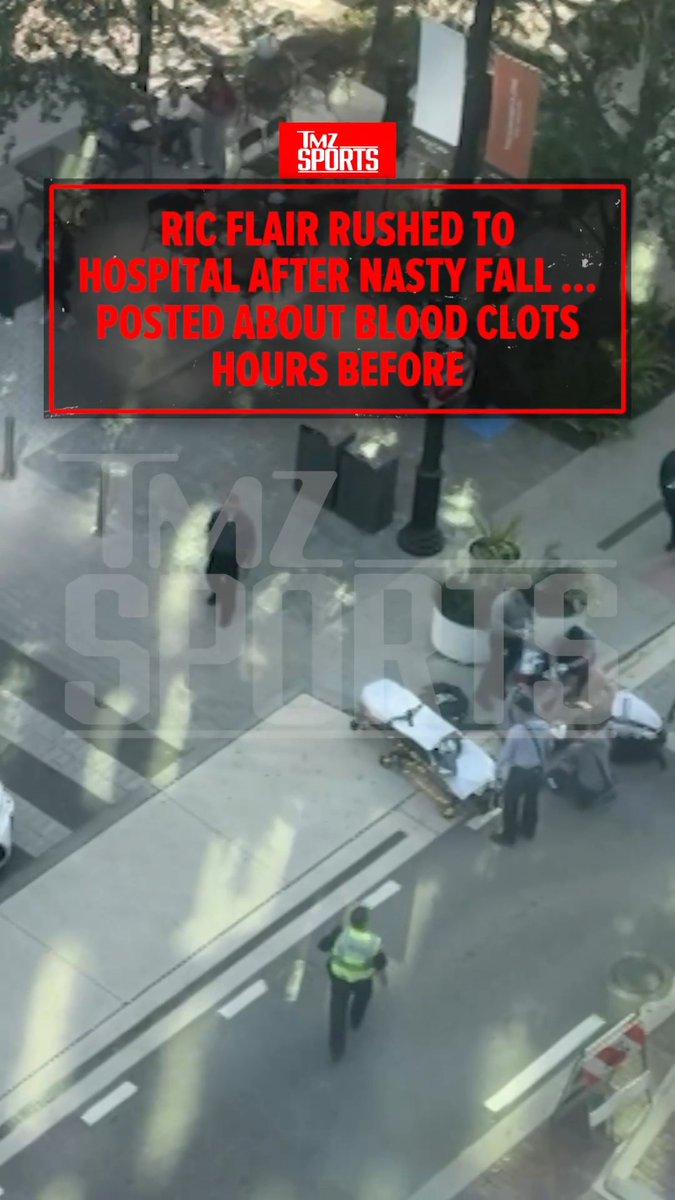 Ric Flair was taken to the hospital after he fell outside a restaurant in Florida on Friday.