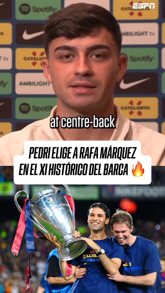 ¡RAFA UN HISTÓRICO DEL BARCA! 🇲🇽🔥 🤩 Pedri eligió a Rafael Márquez en su XI histórico del Barcelona. Incluso mandó a Puyol a la lateral con tal de meter al mexicano. 👀