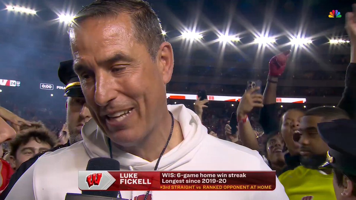 "Gritty ain't pretty but that's who we are." Luke Fickell chats with Kathryn Tappen after a HUGE Wisconsin victory! 🙌