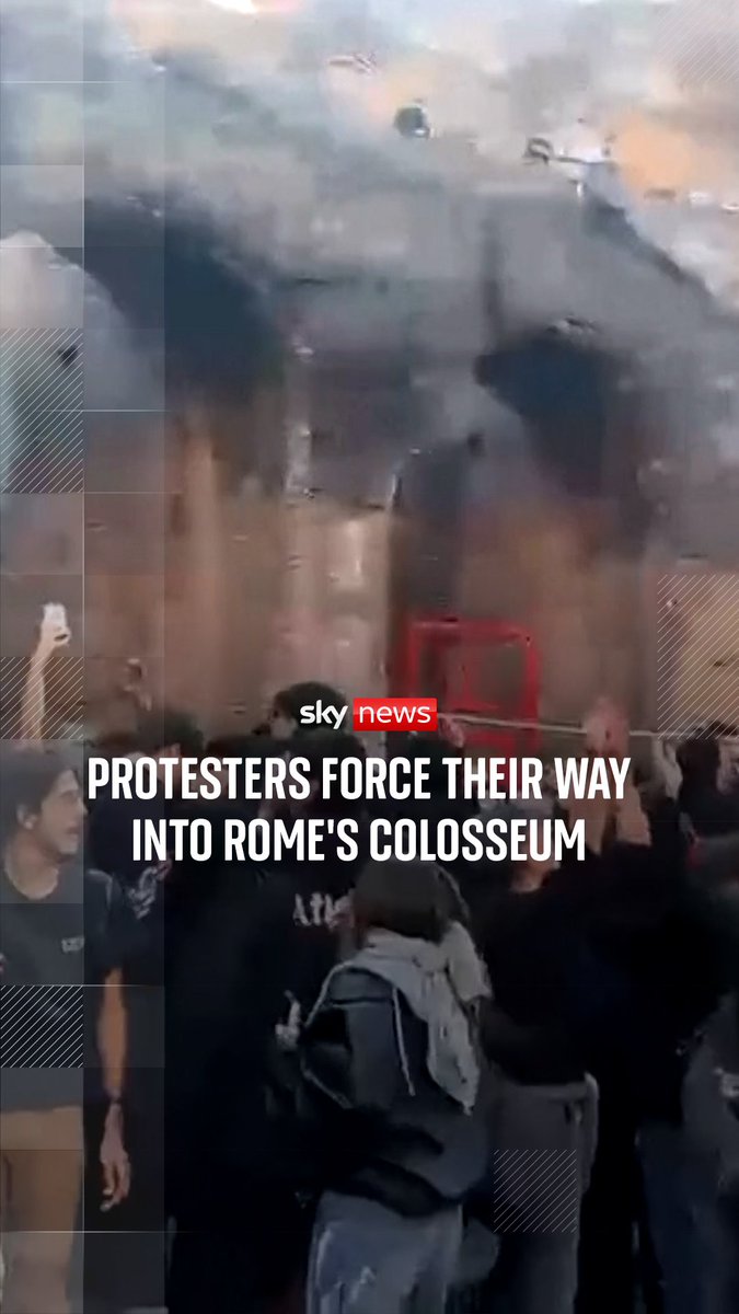 Protesters force their way into the Colosseum in Rome. They entered for several minutes to protest against the Italian government and the war in Gaza. Demonstrations were seen in several Italian cities in what were largely peaceful protests