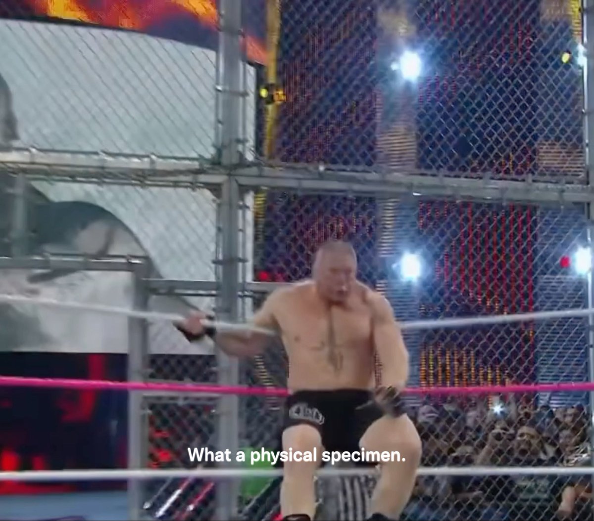 11 years ago today Brock Lesnar entered Hell In A Cell to face The Undertaker and ran the ropes in the most terrifying way imaginable. The pure athleticism shown here was unreal man. (2015)